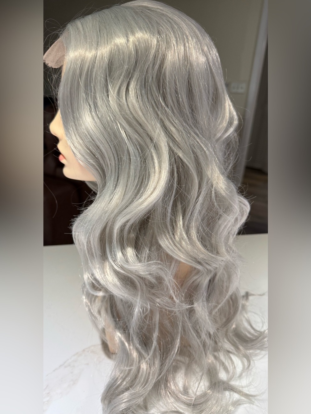 HAIR, 24” Wavy Long Layers, Lace at Center Part, Silver/Gray